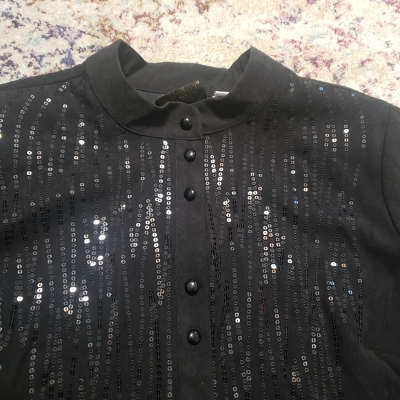 Vintage Bob Mackie Wearable Art Black Sequin Top Jacket Size 1X - Picture 8 of 12
